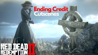 Red Dead Redemption 2 All Ending Credit Cutscenes Mary Visits Arthur Morgans Grave [upl. by Enyahs]