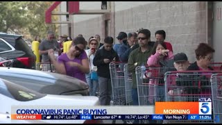 Coronavirus panic buying brings long lines to Costco [upl. by Naitsyrk]