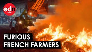 French Farmers Protest Fires Roadblocks Subsidy Clash [upl. by Nil]