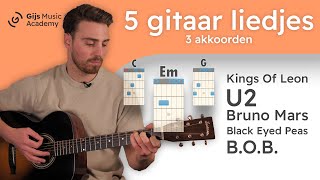 5 Makkelijke gitaarliedjes voor beginners met akkoorden [upl. by Seilenna]