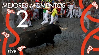 MEJORES MOMENTOS del segundo encierro de San Fermín 2022  Toros de Fuente Ymbro [upl. by Adnara405]