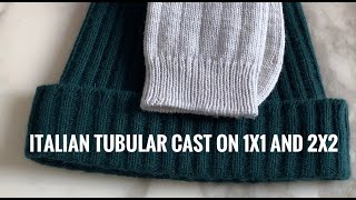 The Italian Tubular Cast On for 1x1 and 2x2 Ribbing English Version [upl. by Lomaj]