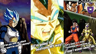 GLOBAL LR SSBE VEGETA ENGLISH ACTIVE SKILL REVIVAL SUPER ATTACKS  GOHAN amp FRIEZA [upl. by Giacobo]