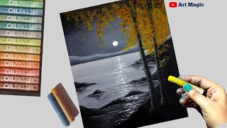 Easy oil pastel drawing  a flower  step by step for beginners [upl. by Otreblasiul]