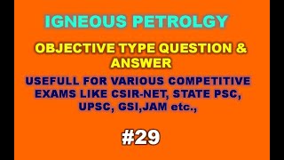 Objective Geology – Igneous Petrology MCQs 29 [upl. by Leroj]