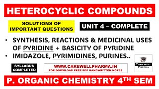 Unit 4 Complete  Heterocyclic compounds  Pyridine Pyrimidine Imidazole Purine  poc 3 4th semester [upl. by Kial]