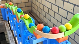 Marble run outdoors ☆ Handmade gimmick  TrixTrack wave slope long course [upl. by Enidlareg707]