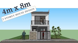 2 STOREY HOUSE DESIGN 4m x 8m [upl. by Kinzer]