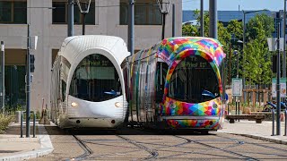 Tramway de Lyon dans le quartier de la Confluence [upl. by Glavin619]