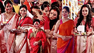 Sindoor Khela With Actresses On Dussehra At Bombay Sarbojanin Durga Puja 2023 [upl. by Blasius]