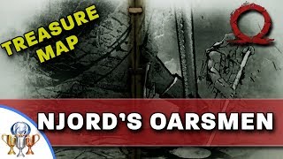 God of War Treasure Map  Njords Oarsmen  Map and Dig Spot Locations Bonus Platinum Trophy Pop [upl. by Anahsahs]