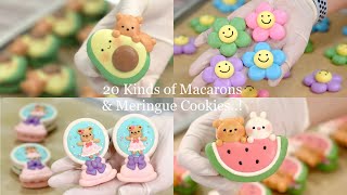 20 Kinds of Macarons amp Meringue Cookies I made [upl. by Anailil503]