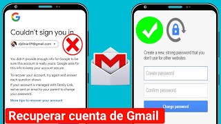 Cómo recuperar una cuenta de Gmail sin contraseña  Proceso completo de recuperación de cuenta de [upl. by Camus]