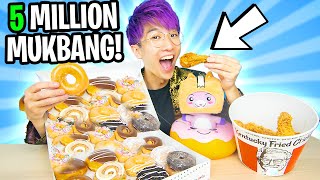 LANKYBOX 5 MILLION SUBSCRIBERS DONUTS amp CHICKEN MUKBANG ASMR QampA VIDEO THANK YOU VIDEO [upl. by Nodnarb]