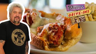 Guy Fieri Eats a Gigantic Meatball Sub in Alaska  Diners DriveIns and Dives  Food Network [upl. by Selym]