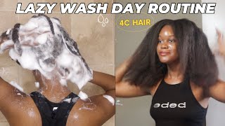 MY LAZY 4C HAIR WASH DAY ROUTINE  NATURAL HAIR ROUTINE  LOW MAINTENANCE WASH DAY  QUICK AND EASY [upl. by Durware]