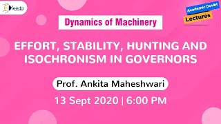 Dynamics of Machinery  Effort Stability Hunting and Isochronism in Governors [upl. by Adnawt562]