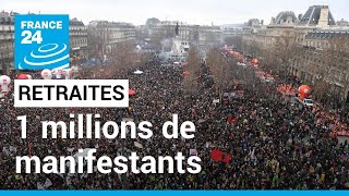 Plus dun million de personnes manifestent en France contre la réforme des retraites • FRANCE 24 [upl. by Shriver]