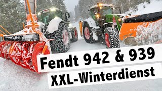 Fendt 942 Vario und Fendt 939 Vario im Winterdienst 2020  Schneeräumung auf der Planneralm Straße [upl. by Airbmat]