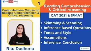 Comprehensive Course on Reading Comprehension amp Critical reasoning  Lesson 1 l Ritu Dudhoria [upl. by Hindu]