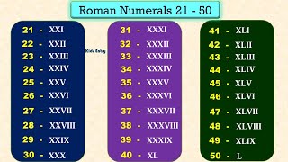 Roman Numerals 21 to 50  7 Basic Roman Numeral Symbols  Roman Numerals for kids [upl. by Eybba]