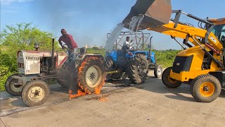 Sonalika Di 60 Rx vs Eicher 242 Tractor Tochan on RCC Road Tractor gone Fired [upl. by Assiluj]