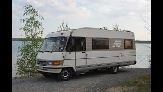 Hymer B644 Baujahr 1992 mit Fahrradträger Anhängerkupplung Solar Klimagerät TV und Tresor [upl. by Rodriguez884]