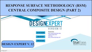 How to Use Design Expert Software for Response Surface Methodology Part 2 [upl. by Rehttam12]