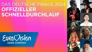 Die Songs des deutschen ESCVorentscheids 2024 im Schnelldurchlauf  Eurovision Song Contest  NDR [upl. by Pelage710]