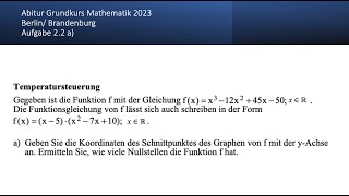 Abitur Mathematik Grundkurs 2023 BerlinBrandenburg Aufgabe 22 a [upl. by Eimaj292]