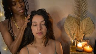 ASMR HEALING Massage Scalp Check Oil Treatment Hands Massage  She fell Asleep  Energy cleansing [upl. by Ajnotal]