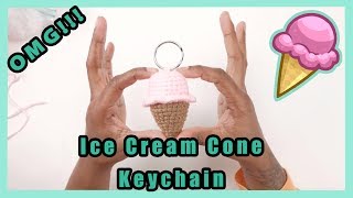 Crochet Ice Cream Cone Keychain 🍦 Free Crochet Pattern [upl. by Nathanial338]