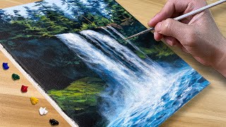 Painting Rapid Waterfalls  Acrylic Painting  Correa Art [upl. by Tella]