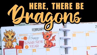 February Monthly Dragons Lunar New Year  Happy Planner Monthly Layout [upl. by Cousin]