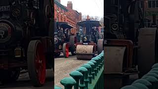 Aveling and porter steam roller trundling past a Burrell [upl. by Ahsitram]