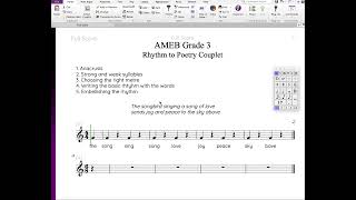 AMEB Grade 3 Rhythm to Poetry Couplet [upl. by Rubens]