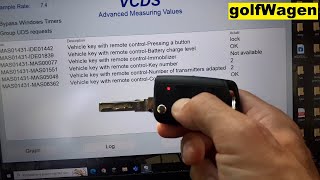 VCDS remote key button test MQB VW Golf 7 [upl. by Enomahs578]