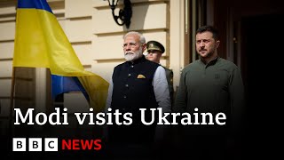 Indian PM Narendra Modi visits Ukraines President Volodymyr Zelensky  BBC News [upl. by Gabie]