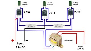 12v DC to 220v AC convert1500W inverter circuit inverter [upl. by Fesoj]