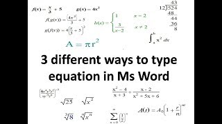 Ms Word tutorial on how to type  insert equation in Ms Word Three different ways 2018 [upl. by Nywroc]