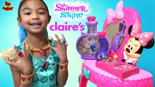 Shimmer and Shine Claires MakeUp Sets Magical Wishes Genie Bottles Surprises  Toys Academy [upl. by Elleiand392]