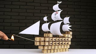 How to Build Pirate Ship from Matches Without Glue [upl. by Getraer]