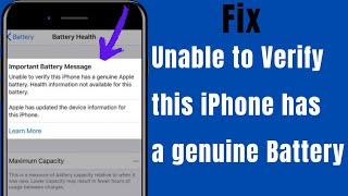 How to Fix Unable to Verify this iPhone has a genuine Battery  2023 [upl. by Aicinod687]