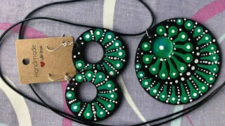 Dot mandala earrings and pendant Dot mandala art for beginners mandala art step by step Easy Art [upl. by Korney662]