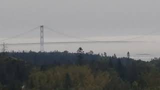 Mackinaw Bridge heavy lake fog [upl. by Thill]