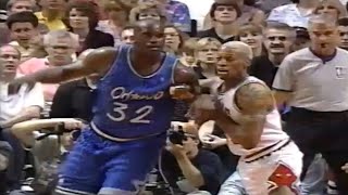 Dennis Rodman guarding Shaq  1996 Eastern Conference Finals [upl. by Goodill]