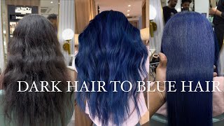 DARK HAIR TO BLUE HAIR FULL PROCESS STEP BY STEP  BLUE HAIR KESE KARE FULL PROCESS darktoblue [upl. by Bernardi]