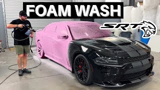 Hellcat Foam Wash Polish amp Coating  Dodge Charger Auto Detailing Satisfying ASMR [upl. by Otiragram]