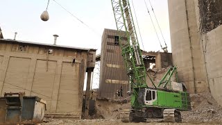 INSANE wrecking ball action with a Sennebogen 6130E demolition excavator [upl. by Akaya]