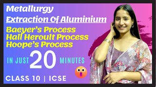 Extraction of alumilnium  Metallurgy  Class 10 ICSE  baeyer’s  Hall Heroult’s Hoope’s Process [upl. by Anirda]